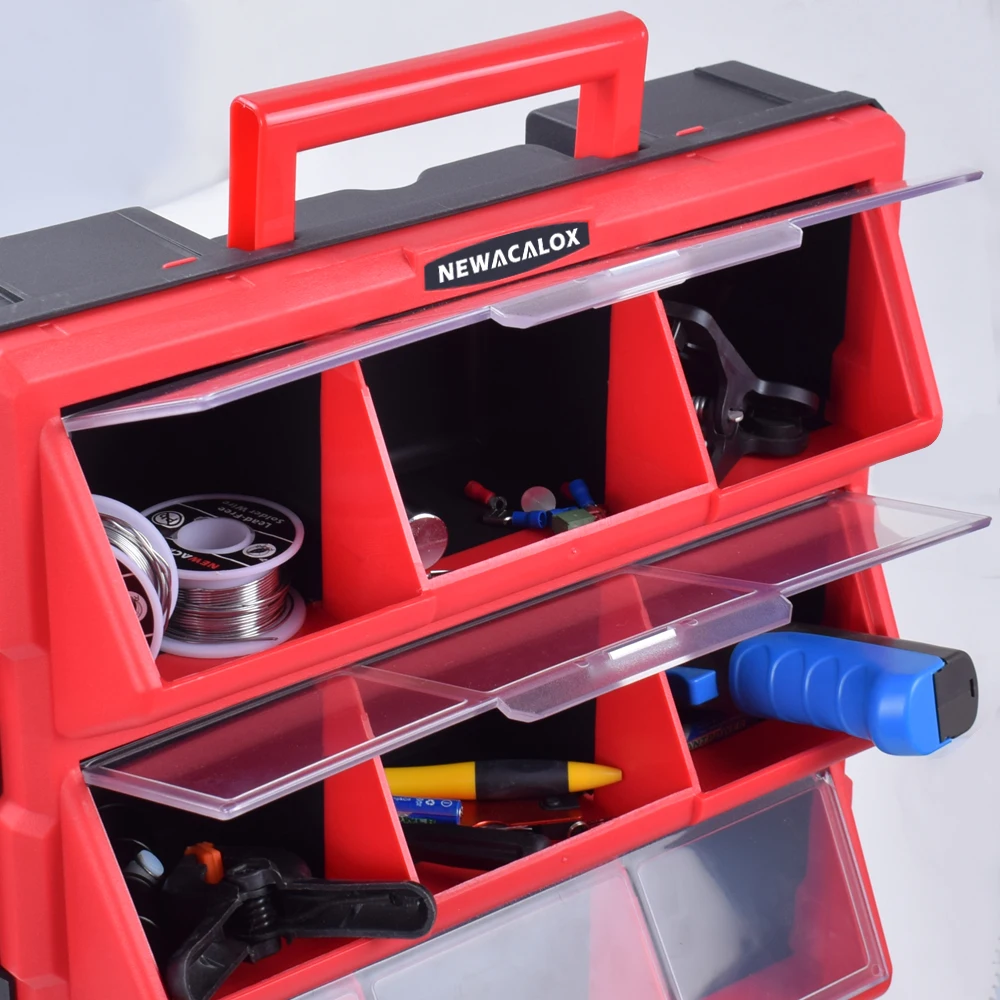 Caja de Herramientas montada en la pared NEWACALOX piezas de plástico caja de almacenamiento caja de Hardware gabinete artesanal contenedores de tornillo componente caja de almacenamiento Caja de Herramientas montada en la pared NEWACALOX piezas de plástico caja de almacenamiento caja de Hardware gabinete artesanal contenedores de tornillo componente caja de almacenamiento