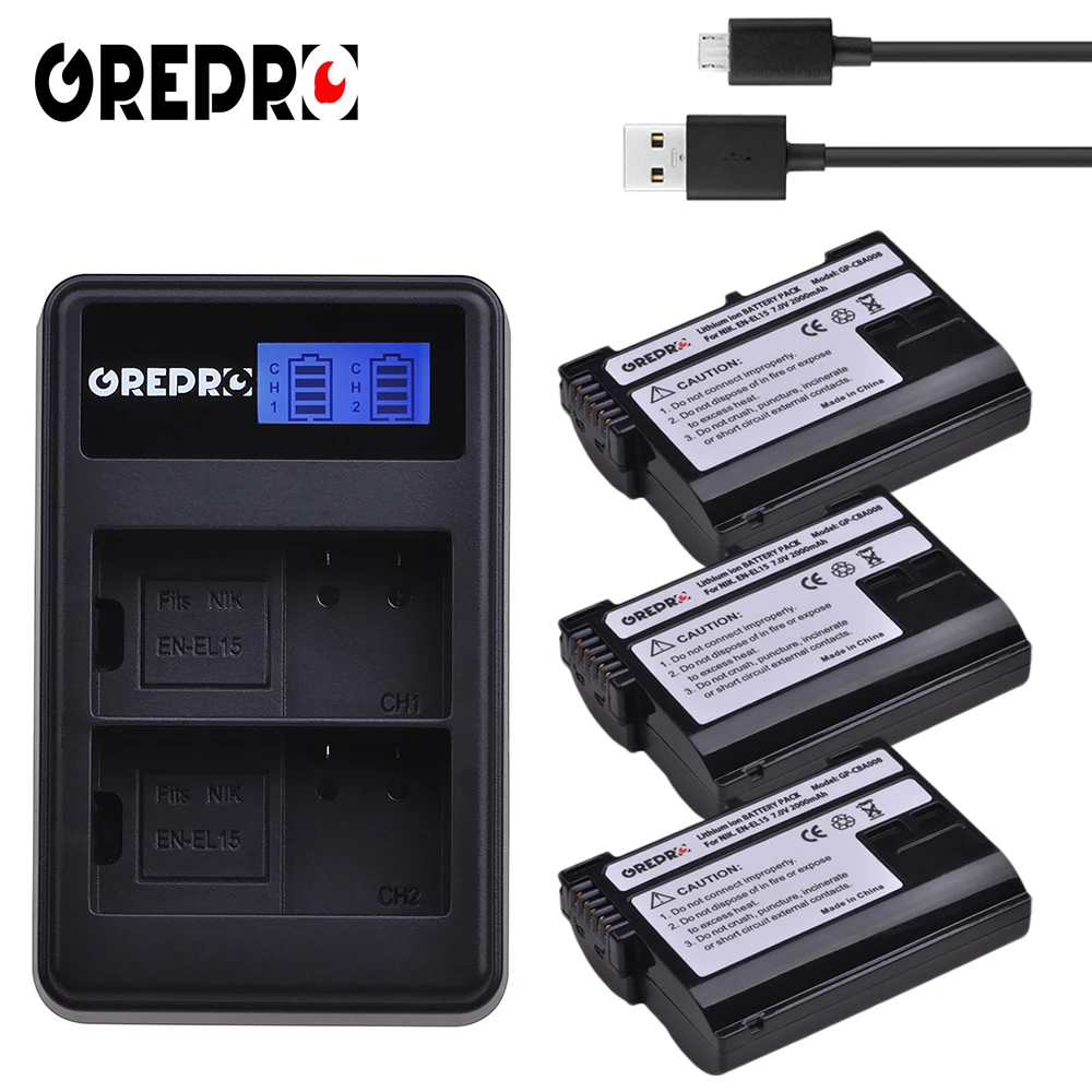 

EN-EL15 ENEL15 Battery EN-EL15A ENEL15A Camera battery+LCD Charger for Nikon D800 D800E D810 D600 D610 D600E D7000 D7100 d750 V1