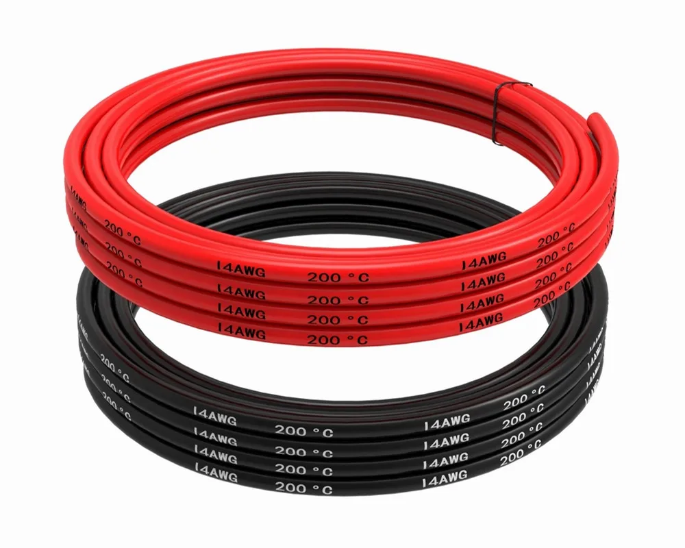 14 AWG силиконовый провод Hook Up Провода кабели черный и красный гибкий луженый медный провод высокая термостойкость