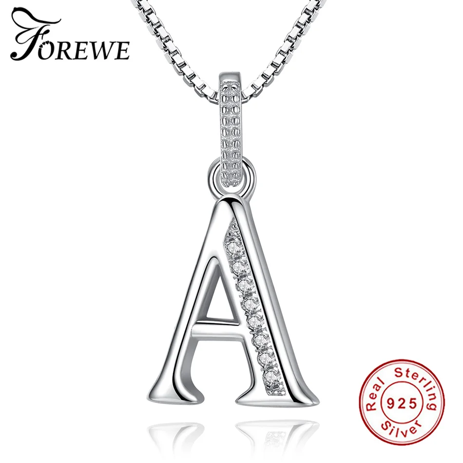 FOREWE Initials Alphabet Letter A Pendant Necklace 925 Sterling Silver