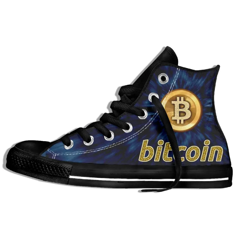

Men&women's Digital currency Bitcoin Logo High Top Lace-up Flat Canvas Shoes Light Sneaker