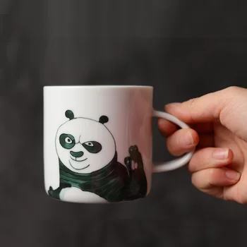 

2018 Newest handmade Kungfu Panda Mugs Kawaii ceramic cup water bottles 280ml coffee mugs milk mugs tea cups Best Gifts For Kids