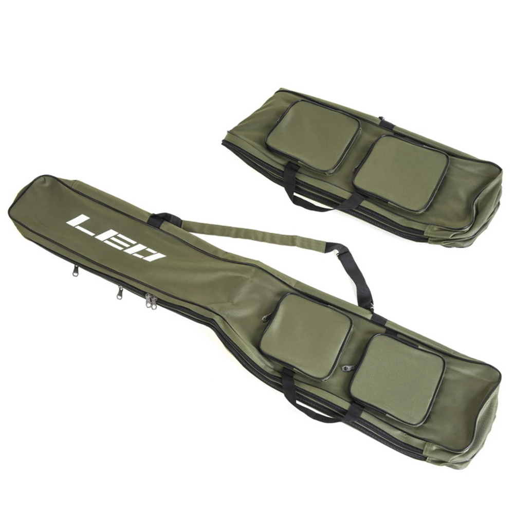 Vara de Pesca Case para Varas Bolsa de Armazenamento Bolsa Duas Camadas Engrenagem Equipamento Ferramenta Transportadora Capa Ombro 130cm 4 vara de pesca engrenagem equipamento ferramenta caso