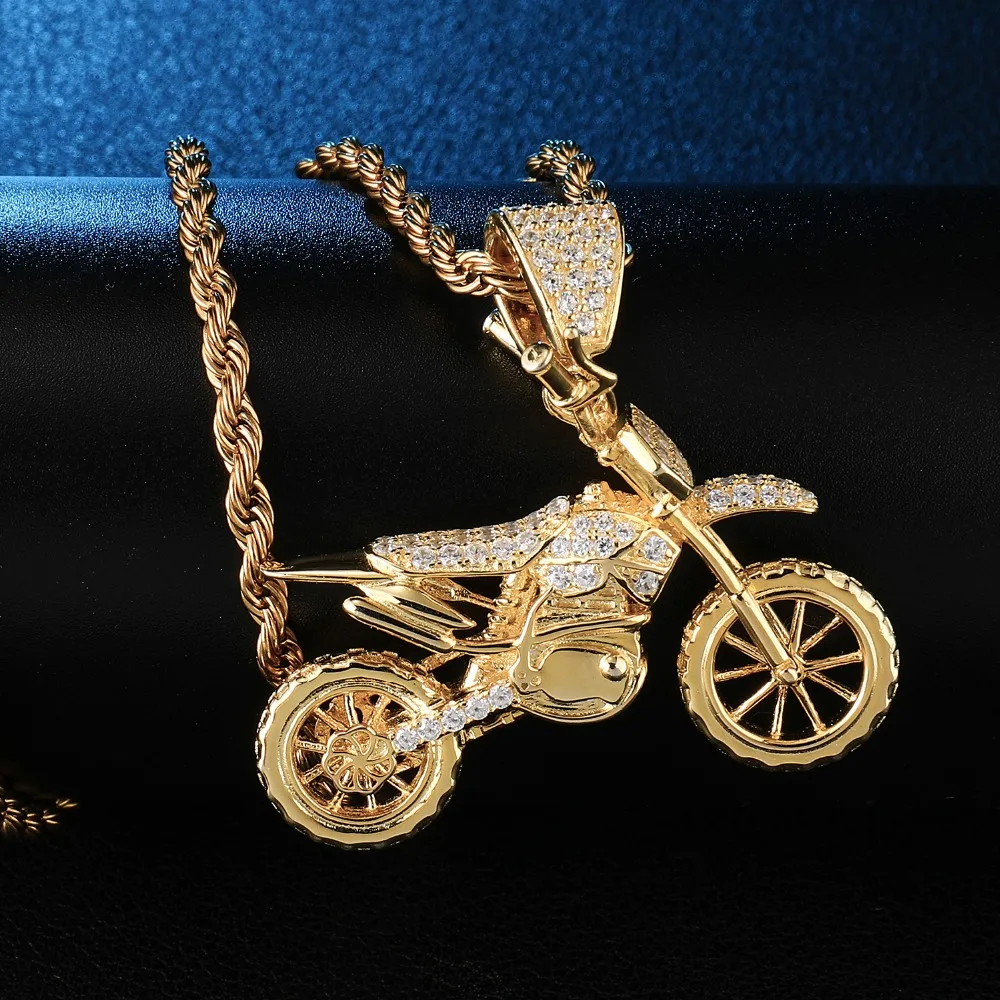 Хип хоп Полный AAA Iced Out Bling CZ кубический циркон медь крутые мотоциклетные подвески и ожерелья для мужчин ювелирные изделия