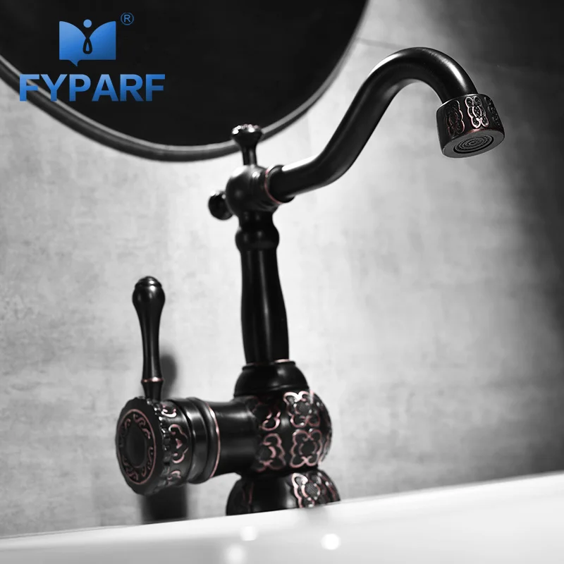 FYPARF الذهب بالوعة الحمام الحنفيات الغرور الحمام المياه الحنفية واحدة مقبض طويل صنبور 360 دوران بالوعة خلاط الصين الأدوات الصحية