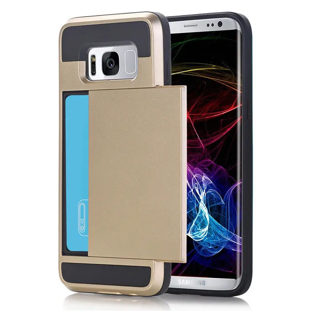 Hybrid Tough Card Storage Armor Phone Case For Samsung Galaxy S8 S9 Plus S6 S7 Edge S4 S5 A3 A5 A7 J3 J5 J7 2016 2017 Cover Capa