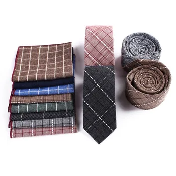 

TagerWilen Men's Ties Necktie Bowknot Sets Casual Classic Plaid Stripes Pocket Square Wedding Gifts Suit Hankies Tie Sets T-264