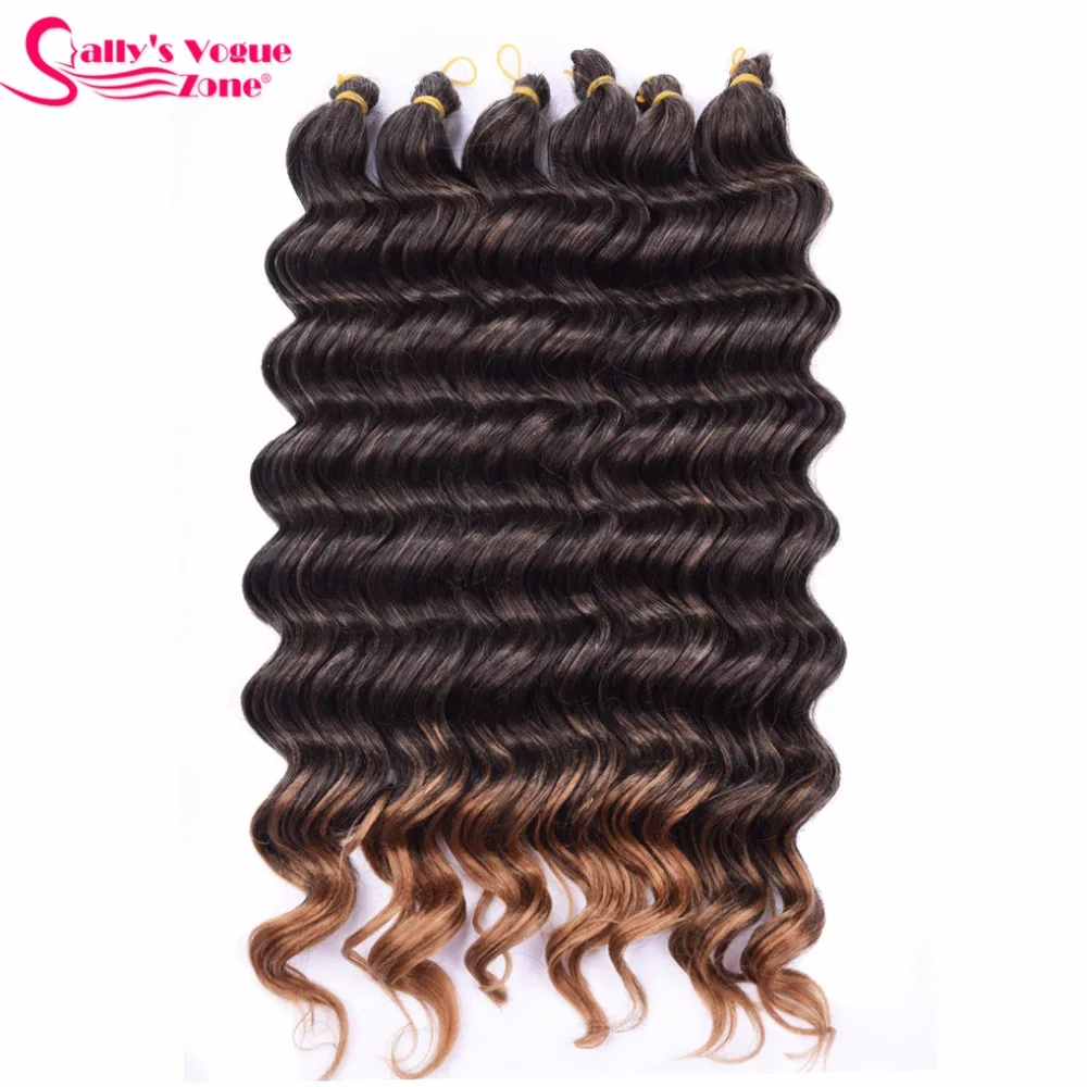 Sallyhair High Temperature Synthetic Deep Wave Twist Crochet Braids Black Color Bulk Hair Extension  (22)