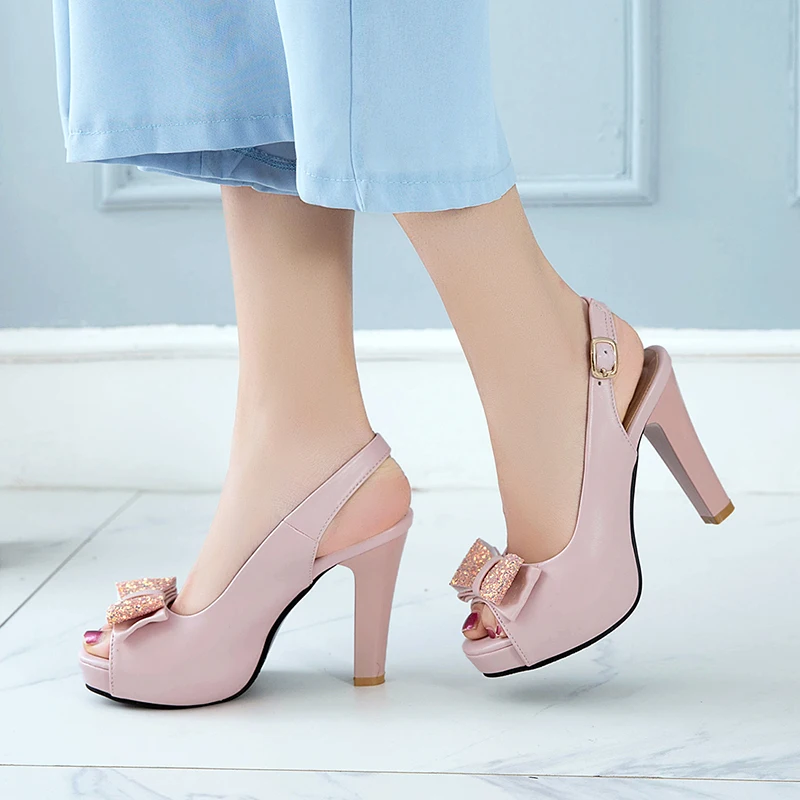 

Platform Chic Sweet On Sale Brand Large Sizes 43 Elegant Office Lady Thin High Heels Sandals Women Shoes Slingback Shoes