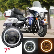 7 дюймов светодиодный фонарь Halo DRL для Harley Davidson Rod FatBoy Heritage Softail Slim Deluxe Switchback Road King мотоцикл