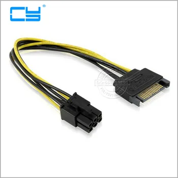 

10pcs 15Pin SATA to 6Pin Power Cable Adapter Connector 6P PCI-E PCI Express Adapter Graphics Video Card Converter Cable 15cm