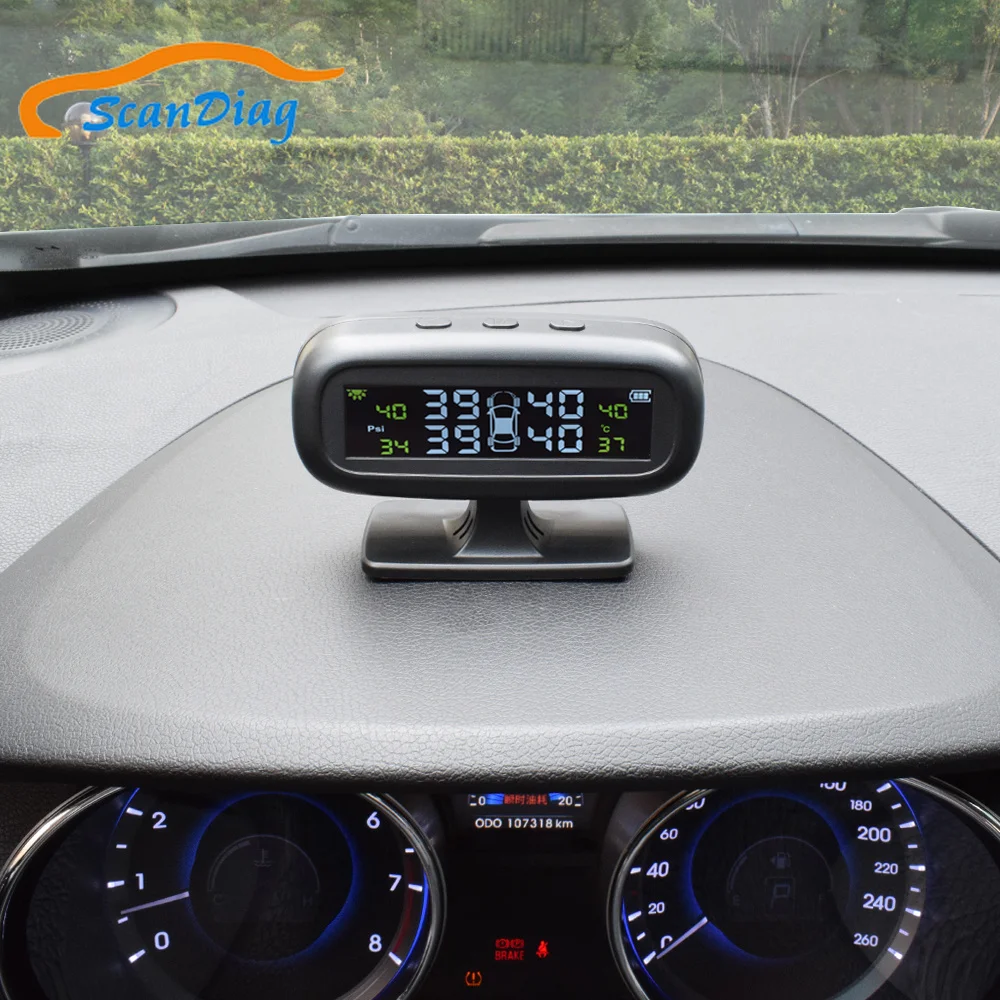 

Solar TPMS Car Tire Pressure Monitoring System Alarm Windshield Tyre Sensor Solar Monitor Internal External Security Systems