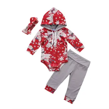 

2017 Casual Fashion Newborn Baby Kids Hooded Pullover Romper Long Sleeve Pants Leggings Outfits Clothes Baby Set