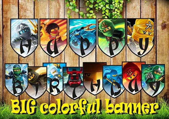 

1Set Ninjago Banners children Birthday party Decoration supplies Cartoon Ninjago decor Best gift