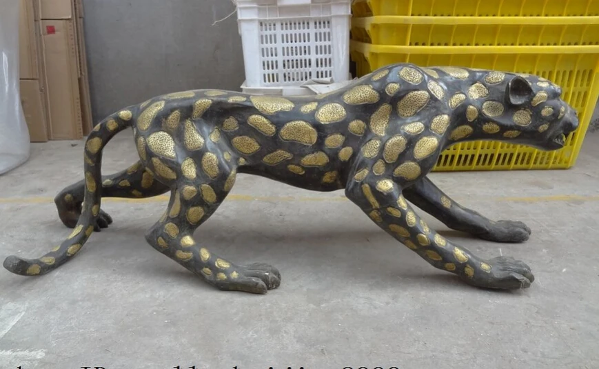 

JP S0608 42" China Bronze Gilt YuanBao Animals FengShui Leopard Panther Statue Sculpture Discount 35%