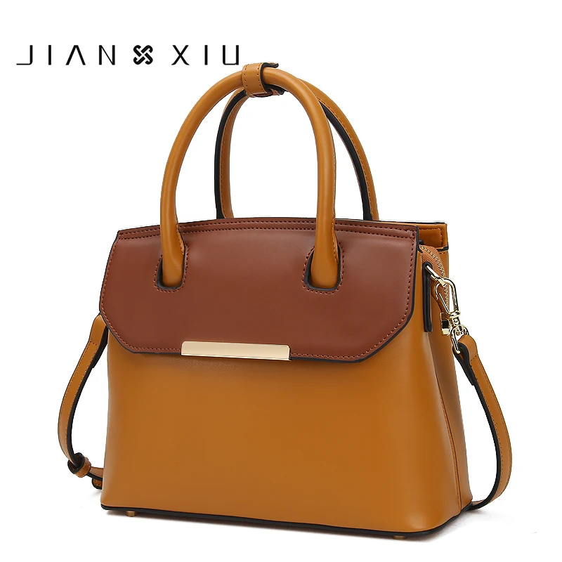 

JIANXIU Genuine Leather Bag Luxury Handbags Women Messenger Bags Designer Flat Texture Cowhide Shoulder Crossbody Bag Tote Purse