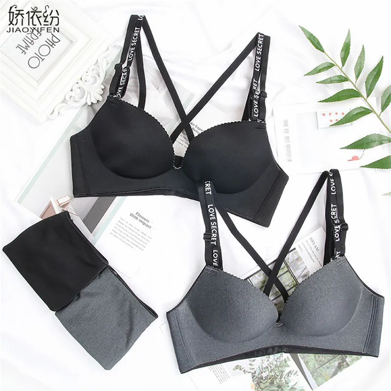 New Glossy Sexy Seamless Bra Set Hot Sale Underwear Padded Printing