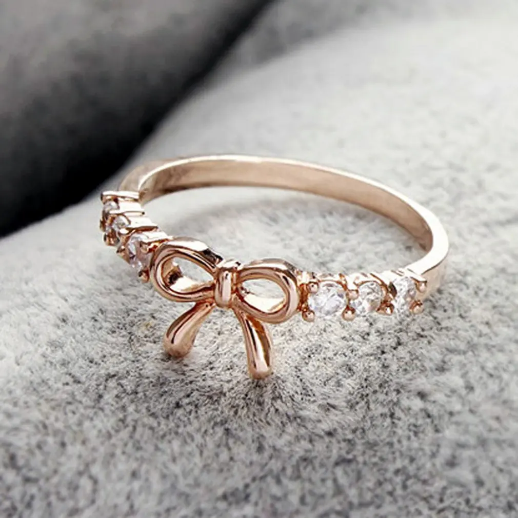 

New Arrival Rings Jewelry Simple Crystal Bow Ring Beautiful Butterfly Shape Jewelries Accessories Engagement Wedding Rings
