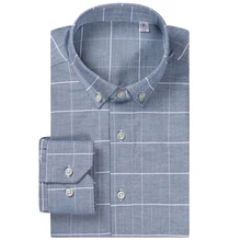 Мужской Клетчатый плед с длинными рукавами на пуговицах, хлопковые повседневные рубашки, удобная мягкая Стандартная рубашка