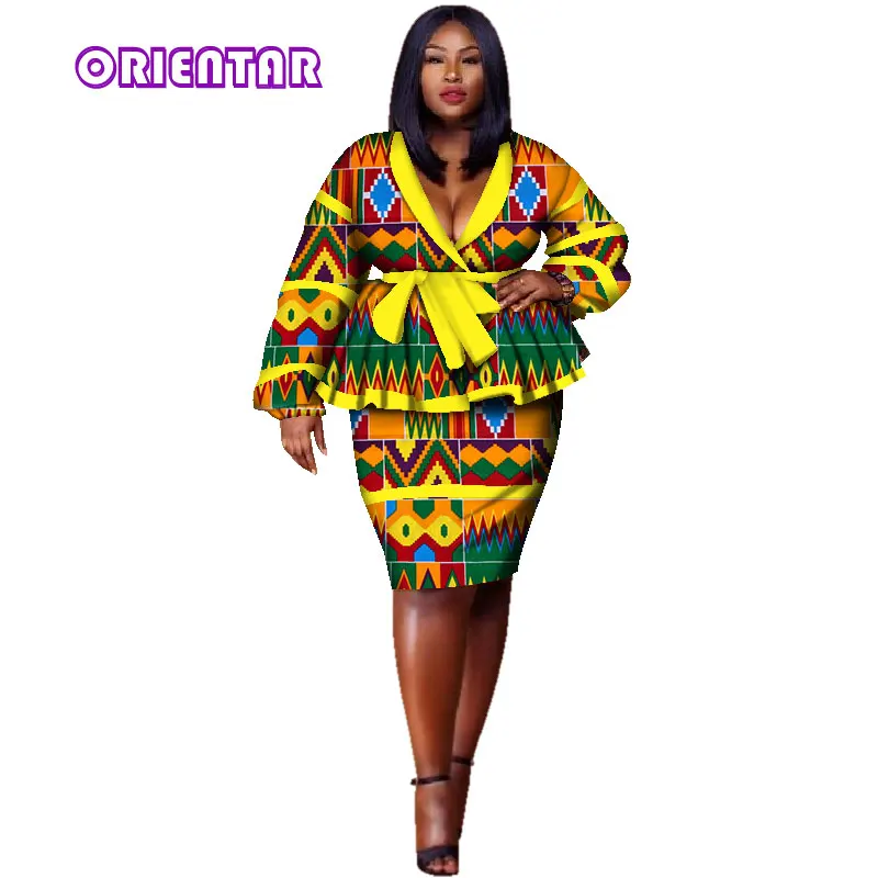 african outfits African Clothes for Women African Skirt and Tops Set Women Elegant Skirt Set Femme Bazin Riche Cotton Plus Size 2 Pcs WY2858 african wear for ladies