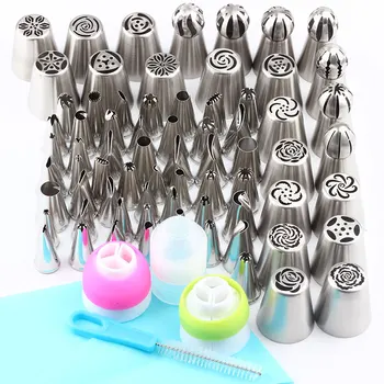 

76Pcs Russian Icing Piping Nozzles Stainless Steel Pastry Tips Cream Pastry Nozzle Set Cakes Cream Baking Decorating Tools