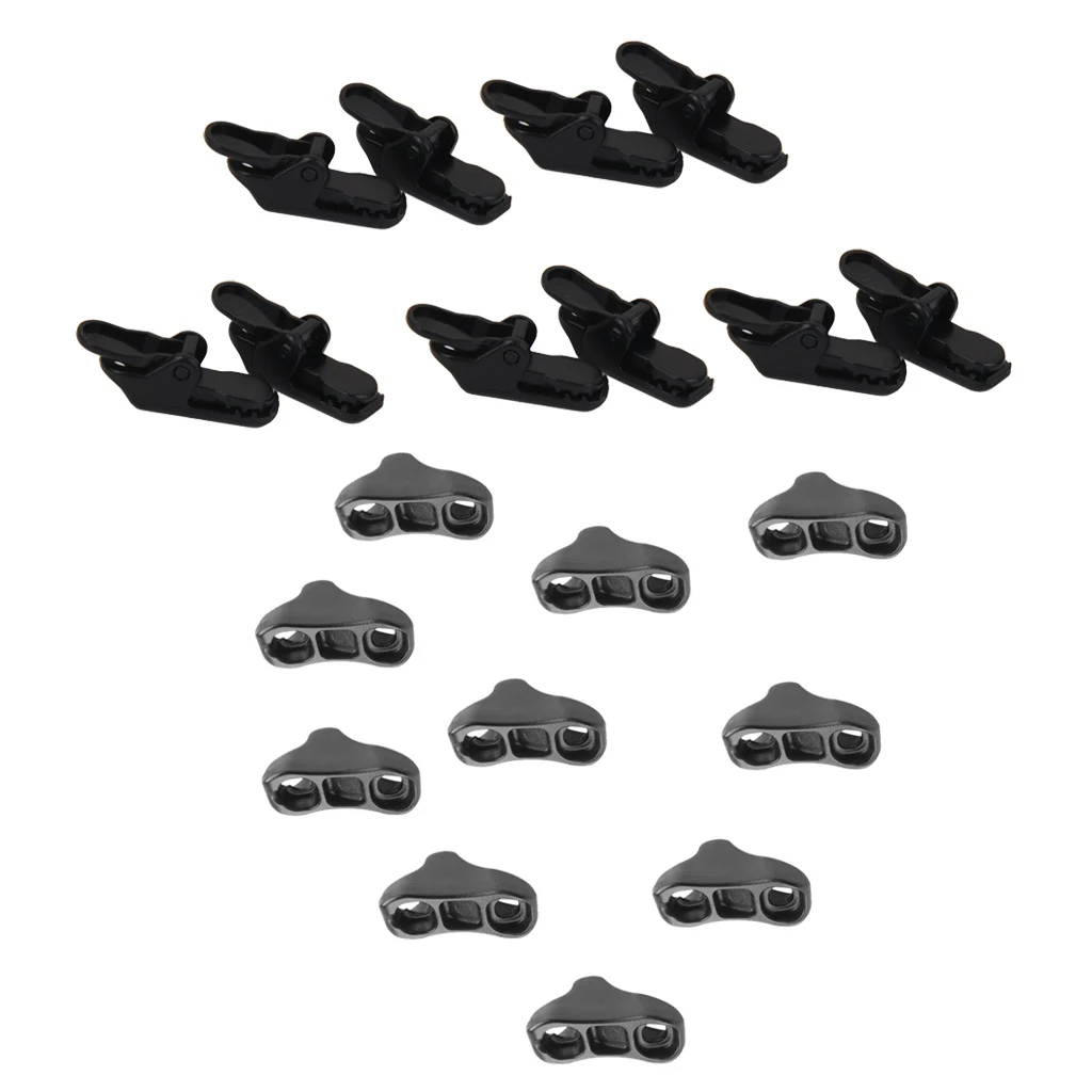 10 X Awning Clamp Tarp Clips Snap Tent Tighten Tool + Rope Tensioner