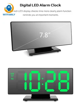 

Portable LED Mirror Digital Alarm Clock Electronic Watch Multi-function Snooze Night Display LED Desktop Alarm Clock