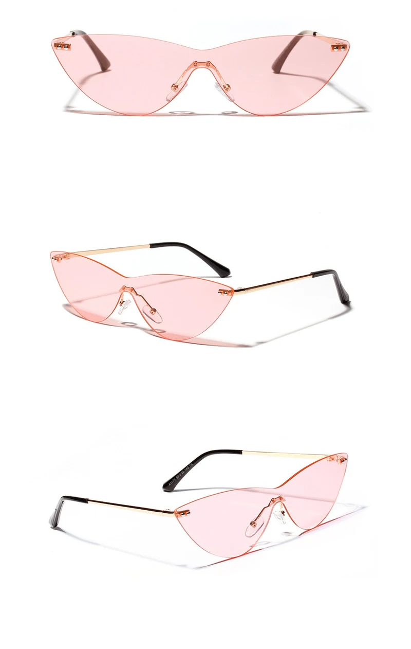 Новый Винтаж без оправы кошачий глаз сиамские женские солнцезащитные очкив ретро стиле прозрачные розовое зеркало очки для Женский Óculos de