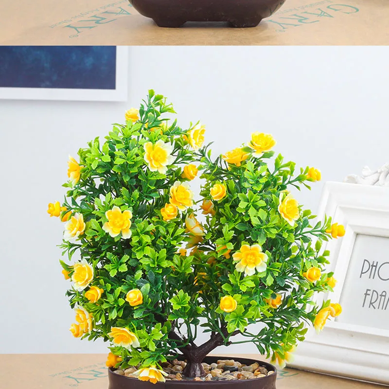 Flone Artificial Plants Home Decoration Nordic Green Plant Flower Bonsai Fake Plants Potted Wedding Garden Decoration Accessori  (9)