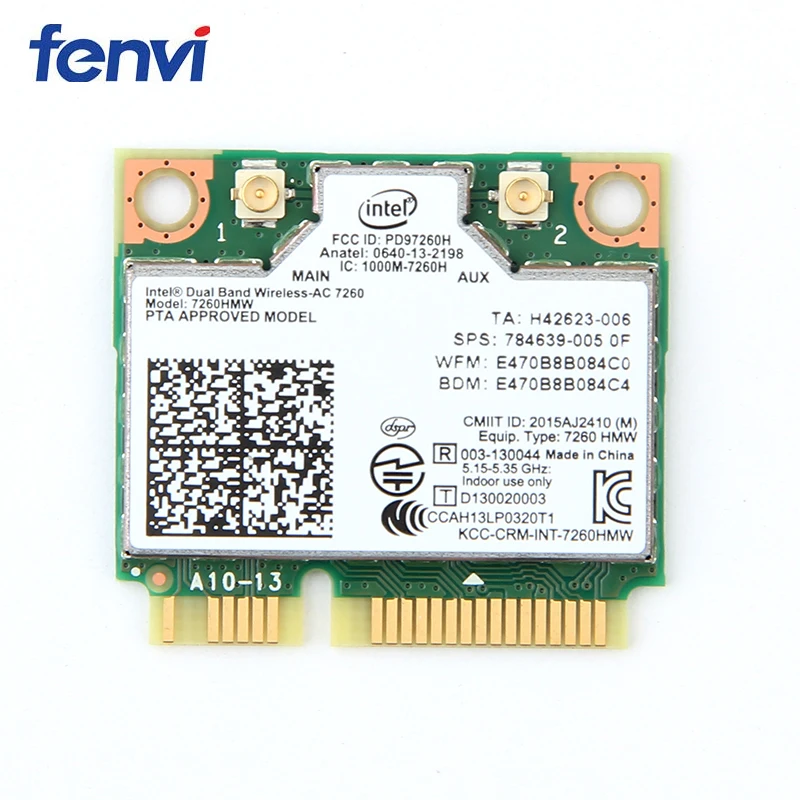 Двухдиапазонная беспроводная карта Intel 7260 7260HMW Mini PCI-E Wifi 867 Мбит/с 802.11ac 2,4G/5 ГГц Bluetooth 4,0 Wi-Fi адаптер для ноутбука