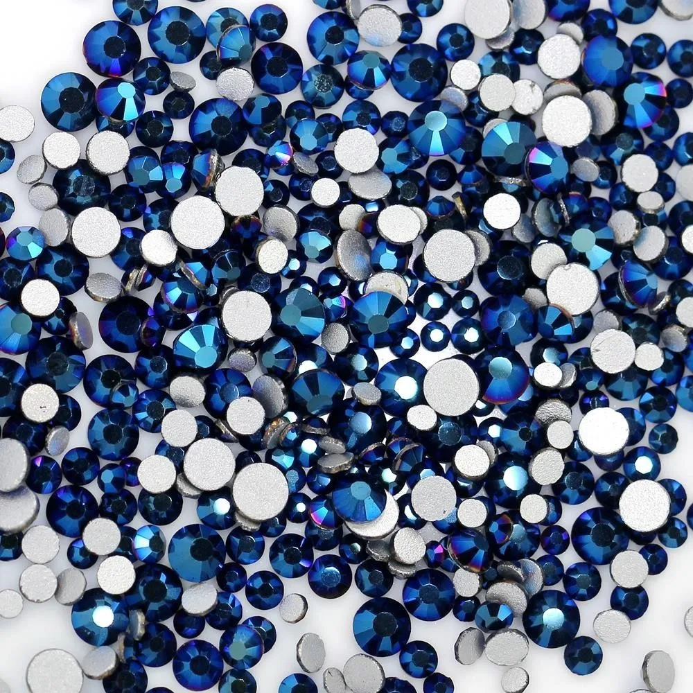 3D дизайн ногтей DIY декоративные стразы стеклянные камни с плоским дном не горячая фиксация кристалла белый ab стеклянные стразы драгоценные камни - Цвет: 64 blue hematite