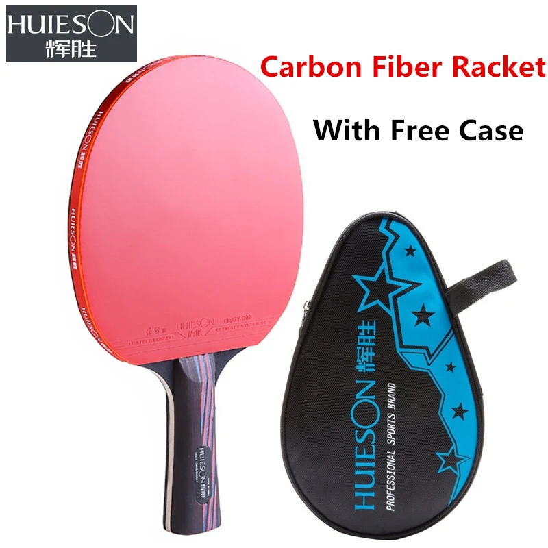 Huieson Carbon Fiber Table Tennis Racket Double Face Pimples in Racket Rubber Table Tennis Bat