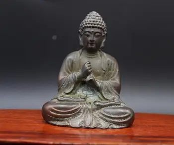 

China Buddhism red Copper Shakya Mani vairocana Tathagata Buddha Sit Statue small statue Decoration Home Gift