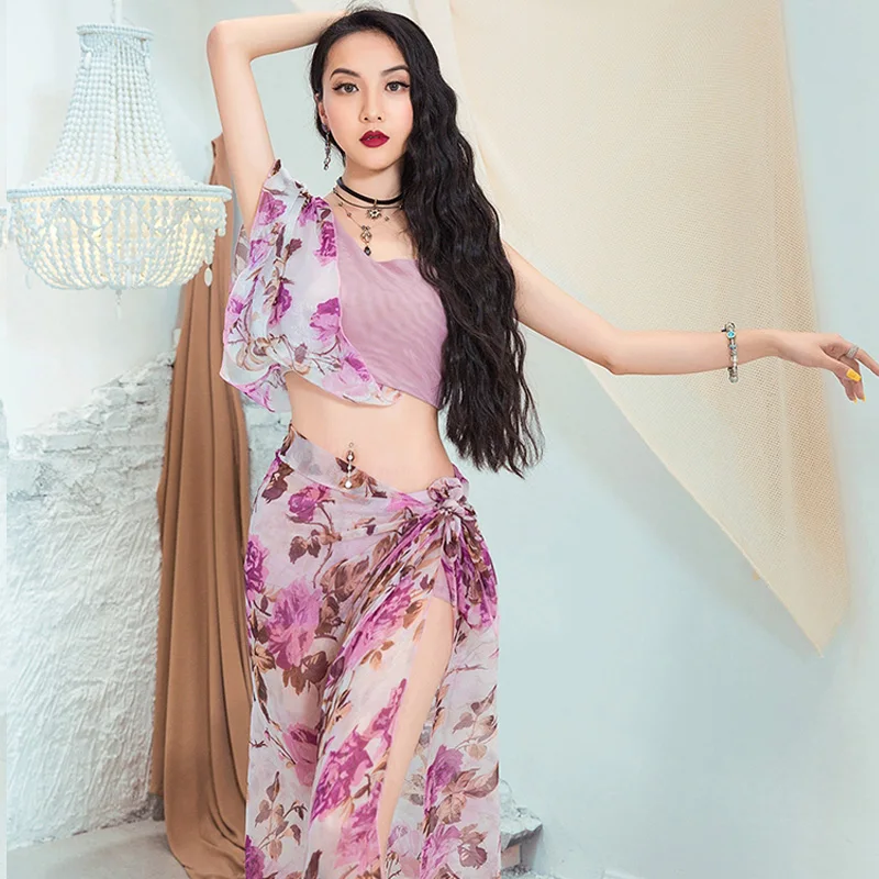 New Belly Dance Costume Women Elegant Wine Red/Pink Practice Clothes Women Professional Oriental Dance Stage Costume DQL1512