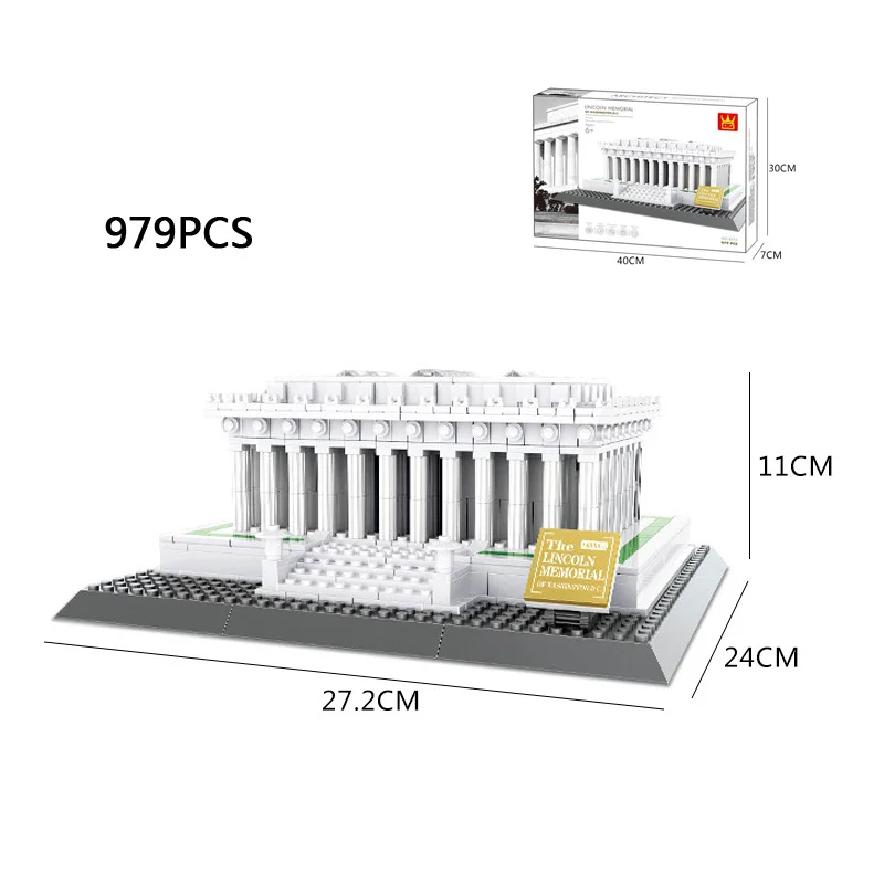 

world famous architecture building block United States Washington Lincoln Memorial MODEL bricks toys collection for kids gift