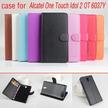 Alcatel One Touch Idol 2 OT 6037 K case, Leather Case Задняя крышка Для Alcatel One Touch Idol 2 OT 6037 K 6037B 6037Y 6037