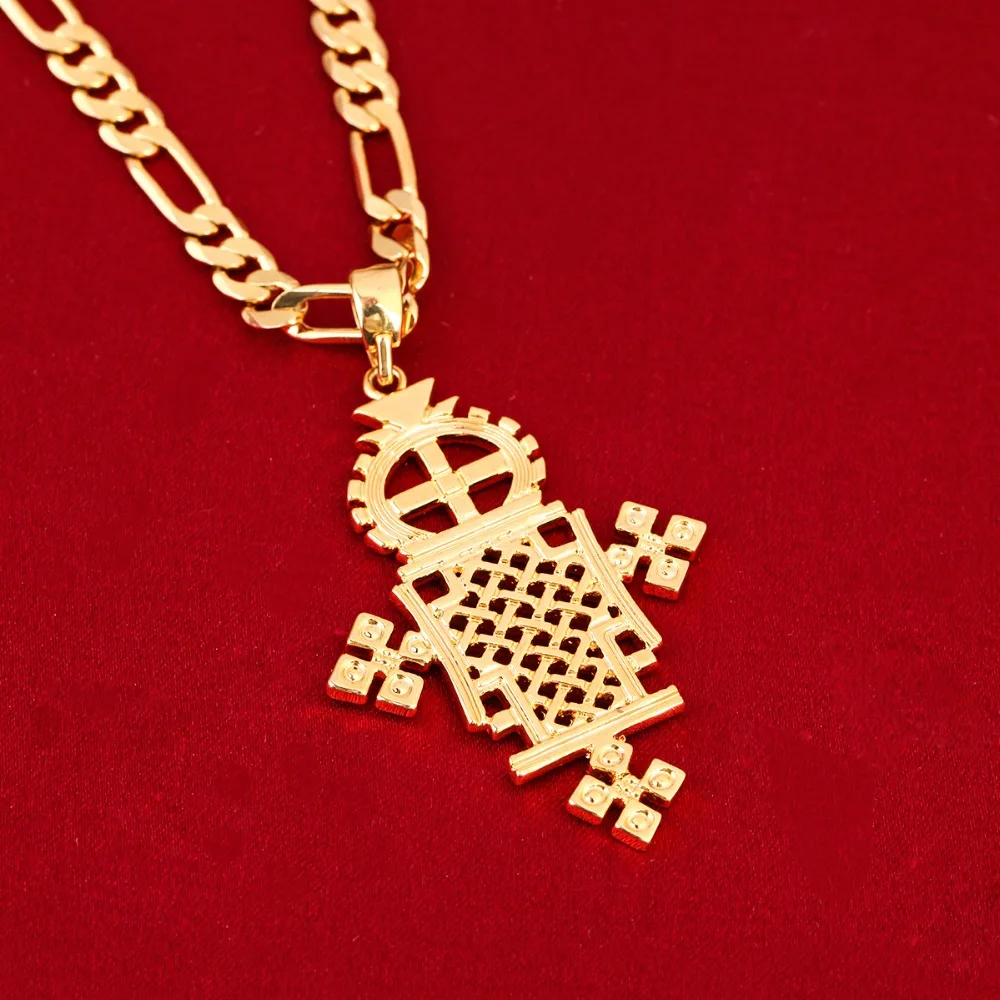 Эфиопский крест Золотое модное украшение-кулон цепочка Эритрейская африканская крестины Подарки завод цена