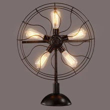 Творческий исследование бар промышленные гладить вентилятор настольные лампы/огни кафе Ретро Спальня Гостиная лампы освещения дома GY277