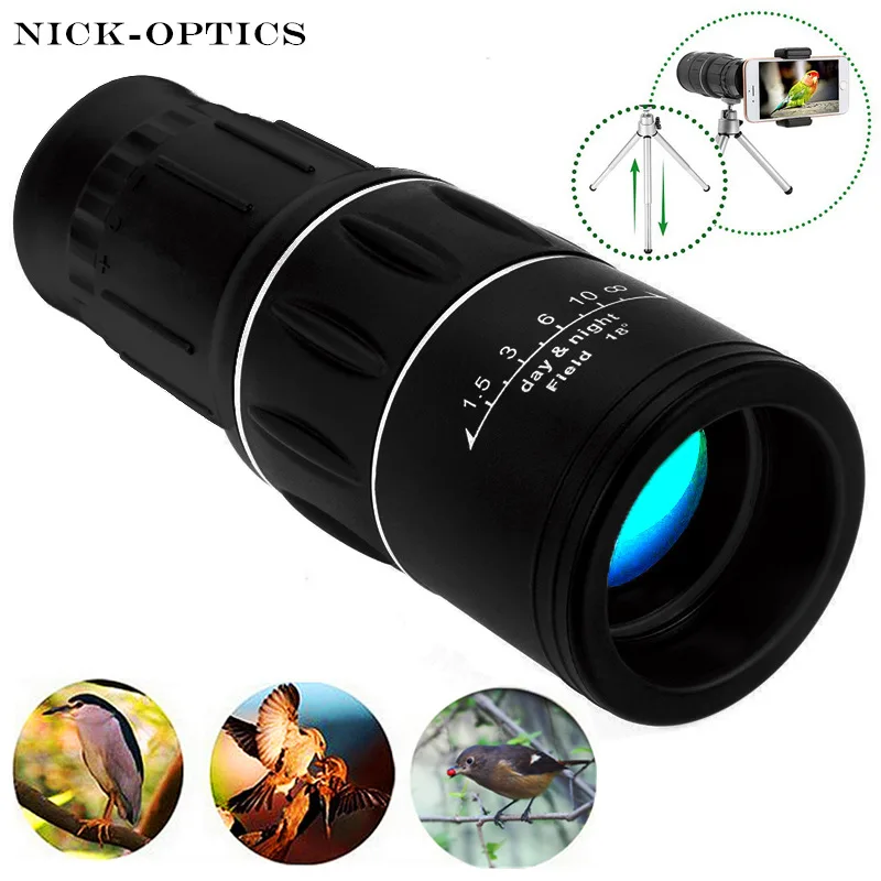baratas Novo Curso 16x52 Monocular HD Telescópio Monocular de Foco Duplo Zoom Poderoso Binóculos de Alta vezes Para O Pássaro watching presentes Melhor