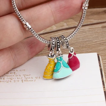 

Trendy Princess Dress Shape Alloy Necklace Pendants DIY Jewelry Finding Enamel Metal Bracelet Phone Chain Floating Charms