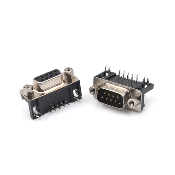

One Pair DB9 Connector DR9 Female Flapper Female Horizontal Hole DR-9S 90 Degrees Looper / Serial DB9 Female RS232 9-core