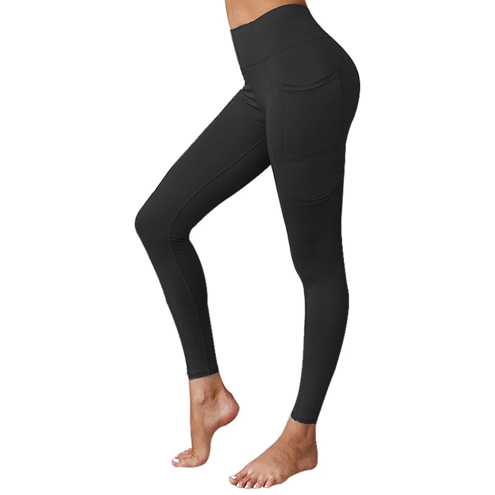 Черный High Waist Pants with Pockets for Women Sport Fitness Leggings Leggings Training Pants FDC99 - Цвет: Черный