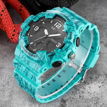 

Montre Homme OHSEN Fashion Quartz Digital Watch Men LED Man Army Wristwatch Camouflage Blue Rubber Band Swim Sport Watch Relogio