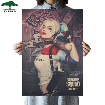 

DLKKLB DC Vintage Harry Quin Suicide Squad Clown Female Movie Poster Bar Cafe Home Decor Kraft Paper Poster Wall Stickers