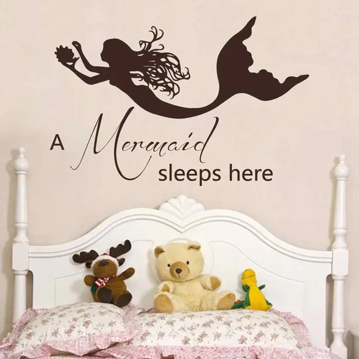 Mermaid Wall Decals Quote A Mermaid Sleeps Here Vinyl Decal Sticker