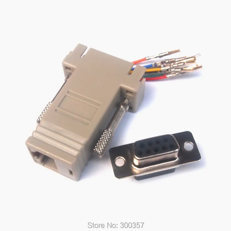 

2pcs/lot DIY DB9 female to RJ45 RS232 Modular Adapter Connector Extender Convertor