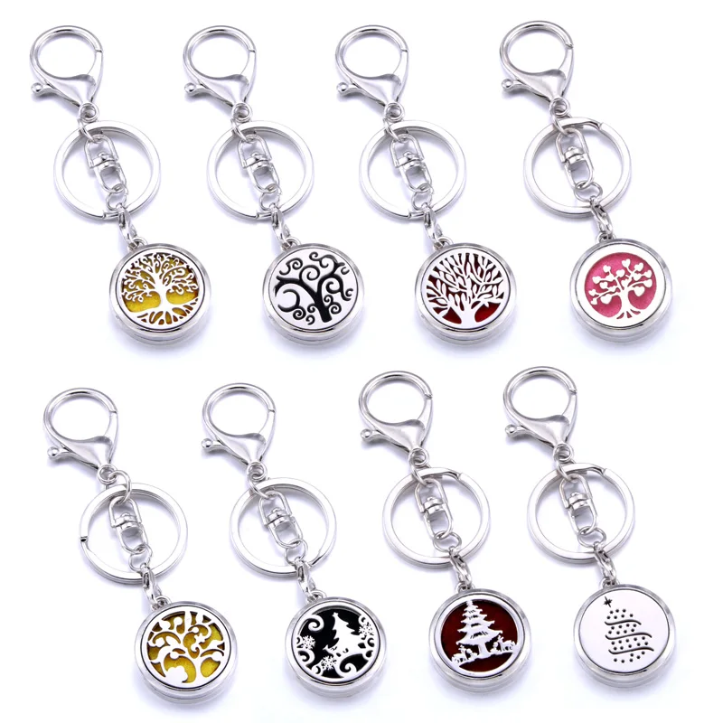 

Tree of Life Aromatherapy Perfume Locket Keychain aroma diffuser car keychain Essential Oil Diffuser key chain pendant Gift