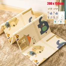 200*150 см складной детский игровой коврик с животным узором для младенцев, детский игровой коврик из пены, детский коврик, нескользящий коврик-пазл