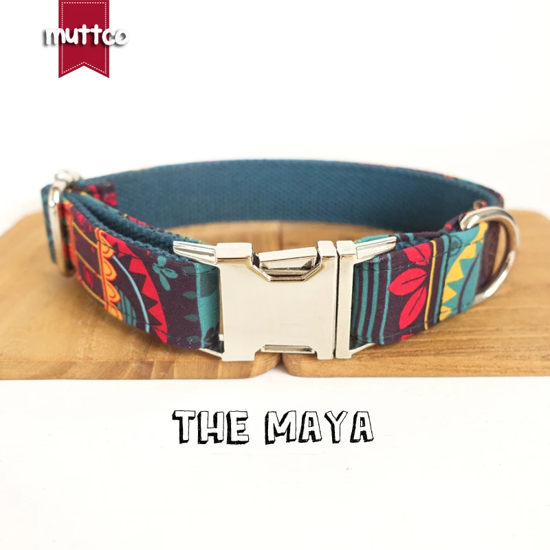 MUTTCO retailing special ethnic style coloful handmake soft dog collars THE MAYA self created dog collar