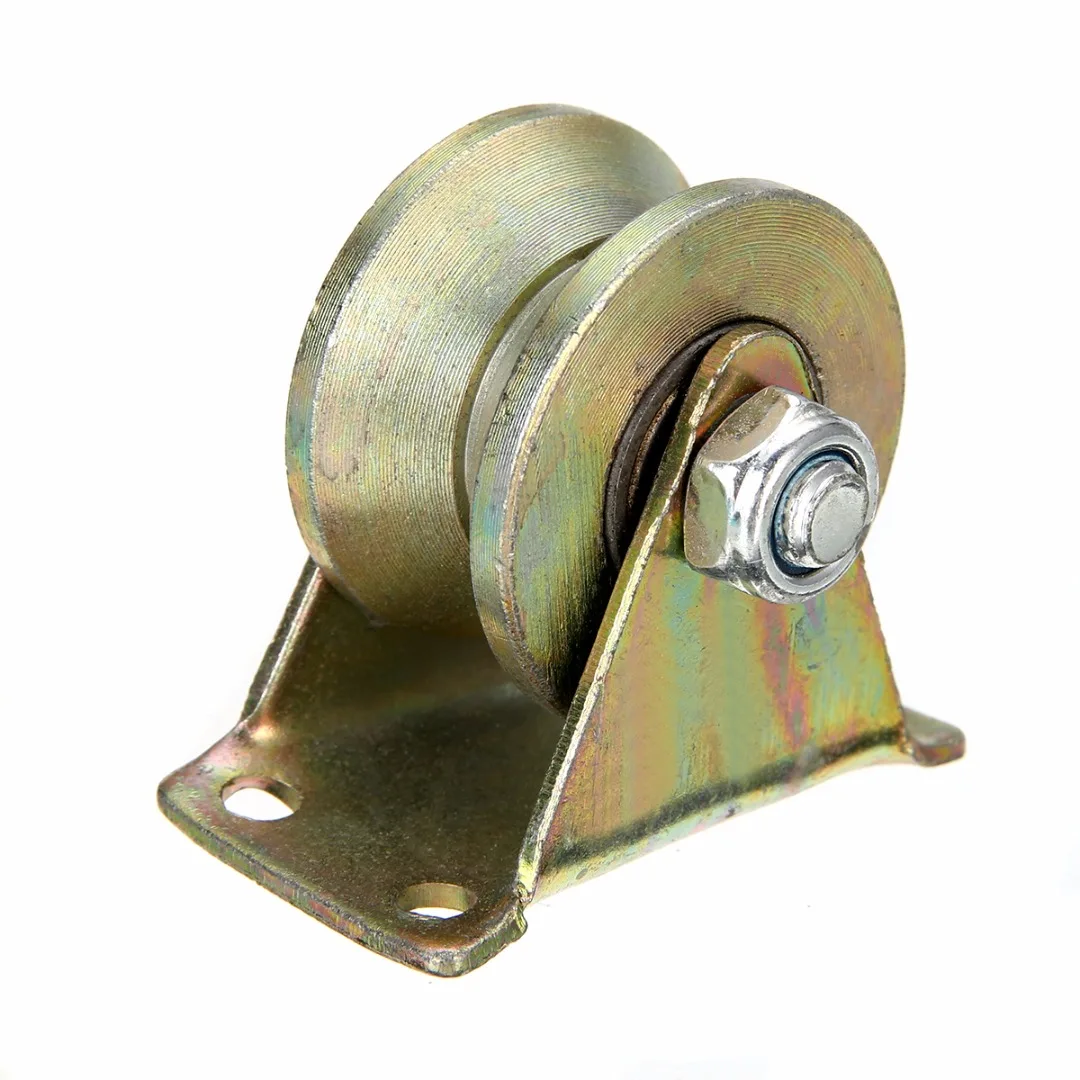 New 2pcs 2inch Sliding Gate Roller Wheel Mayitr Steel V Type Wheel Track Rail w/ Bracket 660lb